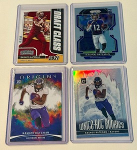 lot 266A image: Rashod Bateman RC 4 Card Rookie Football Lot