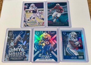 lot 268A image: Jonathan Taylor 5 Card Rookie and Insert Football Card Lot