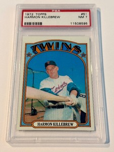 lot 306A image: Harmon Killebrew PSA 7 NM 1971 Topps #51 Vintage Minnesota Twins Baseball Card