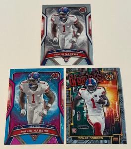 lot 317A image: Malik Nabers 3 RC Lot 2025 Topps With Insert Rookie Football Cards