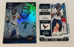 lot 325A image: CJ Stroud 2 RC Lot 2023 Contenders and Illusions Rookie Football Cards