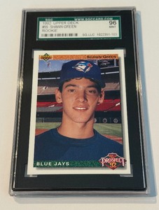 lot 326A image: Shawn Green RC SGC 96 Mint 1992 Upper Deck #55 Rookie Baseball Card