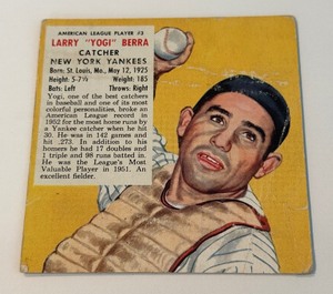 lot 8A image: Yogi Berra 1953 Red Man Tobacco #3 Vintage Baseball Card
