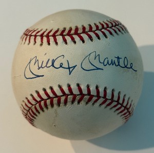 Mickey Mantle Signed Baseball Rawlings OALB Brown Ball With Field of Dreams COA and Receipt From 1995