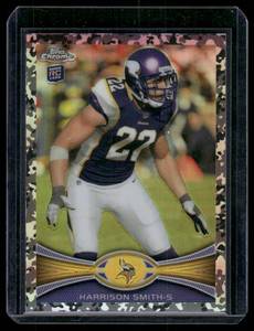 lot 7A image: Harrison Smith Refractor 499 Camo RC 2012 Topps Chrome #77 Rookie Numbered 038399 Minnesota Vikings Football Card