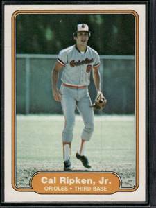 lot 69A image: Cal Ripken Jr. RC 1982 Fleer #176 Vintage Rookie Baseball Card