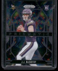 lot 72A image: JJ McCarthy Prizmatic Insert RC 2024 Prizm #8 Rookie Minnesota Vikings Football Card
