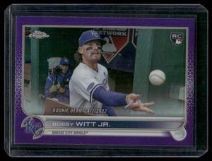lot 73A image: Bobby Witt Jr RC Purple Topps Chrome 2022 #USC176 Rookie Baseball Card