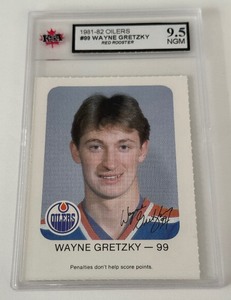 lot 5A image: Wayne Gretzky Graded 9.5 Near Gem Mint 1981-82 Edmonton Oilers Red Rooster #99 Hockey Card