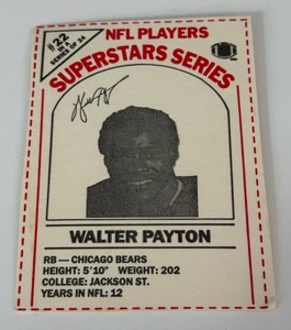 lot 88A image: Walter Payton 1986 Dairy Pak Red NFL Players Super Stars Series #22 Vintage Football Card