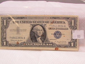 lot 80 image: One Dollar Note Silver Certificate