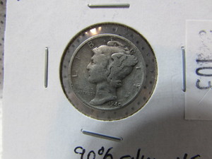 lot 103 image: Mercury Silver Dime