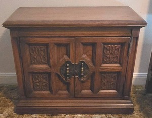 lot 217 image: Vintage Mediterranean Bedside Table with Brass Detailing