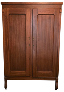 lot 3 image: Vintage Wooden Wardrobe Cabinet with Shelves
