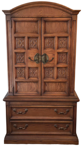 lot 218 image: Large Vintage Mediterranean Brass DetailingChestArmoire