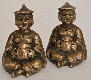 lot 226 image: Pair of Vintage Miniature Brass Buddha Figures