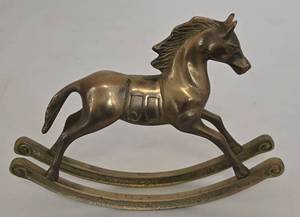 lot 227 image: Solid Brass Vintage Rocking Horse