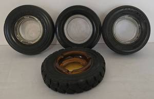 lot 250 image: Set of Four Tire Design Vintage Ashtrays including Good Year Radial Ashtray