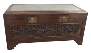 lot 9 image: Vintage Carved Cedar Chest