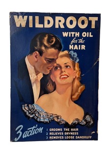 lot 3AA image: Vintage Wildroot Cardboard Advertising Poster