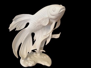 lot 21 image: Vintage Kaiser W Germany KOI FISH  Goldfish White Bisque Porcelain Figurine