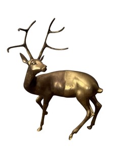 lot 36C image: Vintage Large Brass Buck Figurine 34 Inch Tall