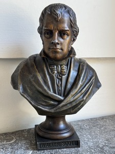 lot 64 image: Vintage Walter Scott Cast Metal Bust, Made in France