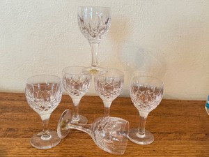 lot 90 image: Set of 6 Atlantis Portugal Full Lead Crystal Wine Glasses