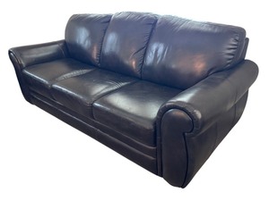 lot 109 image: Black Leather Sofa
