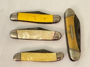 lot 121 image: Collection of 4 Vintage Pocket Knives Hammer Brand USA and Henry Sears