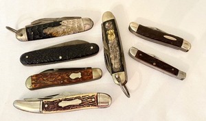 lot 122 image: Set of 7 Vintage Pocket Knives Mixed Brands USA, Ireland, Japan