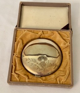 lot 133 image: Vintage Engraved Floral Compact with Mirror in Original Box