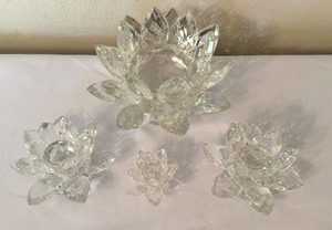 lot 135 image: Set of 4 Shannon Crystal Lotus Flower Candle Holders