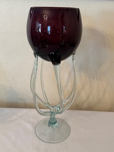 lot 136 image: Hand-Blown Art Glass Goblet 13 Tall Made in Poland