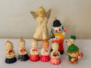 lot 154 image: Lot of 8 Vintage Holiday Wax Candle Figurines