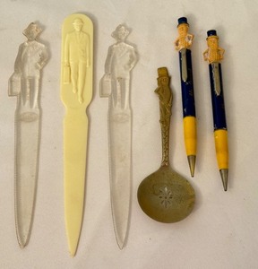 lot 157 image: Vintage Mr. Peanut and Fuller Letter Openers, Spoons, and Pens Collection