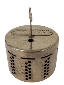 lot 163 image: Vintage Farmers Savings Bank Beaman Iowa Coin Counter Bank