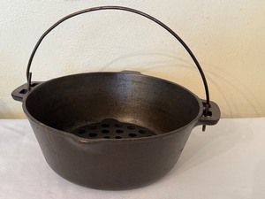 lot 166 image: Vintage Cast Iron Kettle with Metal Handle and Insert