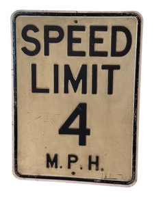 lot 174 image: Vintage Metal Speed Limit 4 MPH Sign 18 x 24 Inch