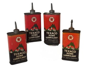 lot 197 image: Set of 4 Vintage Texaco Home Lubricant Oil Cans