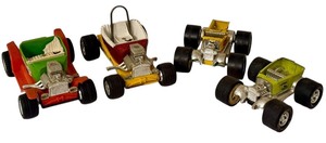 lot 353 image: Set of 4 Vintage Tonka Jeep Cars including Vintage Lemon Wheeler and Banana Wheeler