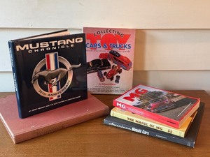 lot 359 image: Lot of 6 Car and Toy Collecting Books Featuring Mustang, MG, and Muscle Cars