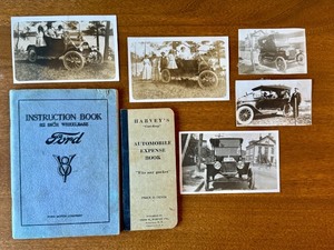 lot 362 image: Vintage Ford Car Ephemera Collection with Photos, Instruction Book, and Expense Book