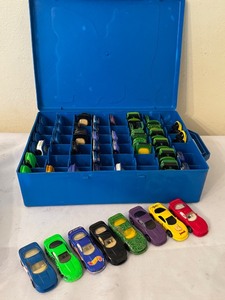 lot 371 image: Collection of Vintage Hot Wheels Camaro Cars in Mattel 48-Car Carry Case