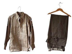 lot 379 image: WW2 US Army M-436 Shirt with Shoulder Patches and 2 Pairs of Pants