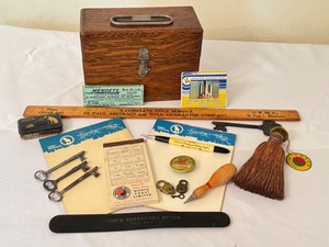 lot 380 image: Vintage Mixed Ephemera Collection with Wooden Box and Railway Memorabilia