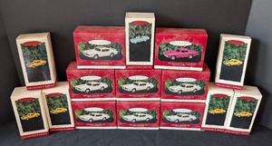 lot 323 image: Collection of 15 Hallmark Keepsake Car Ornaments Classic American Cars