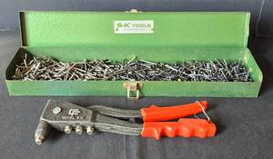 lot 478 image: Camel Tang Central Force Rivet Gun  Box of Rivets