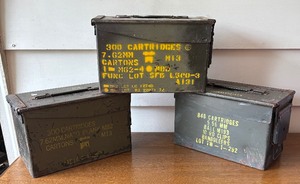 lot 565 image: Three Vintage Metal Ammunition Boxes