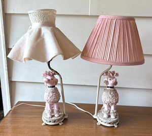lot 568 image: Pair of Pretty Pink Vintage Spaghetti Poodle Lamps